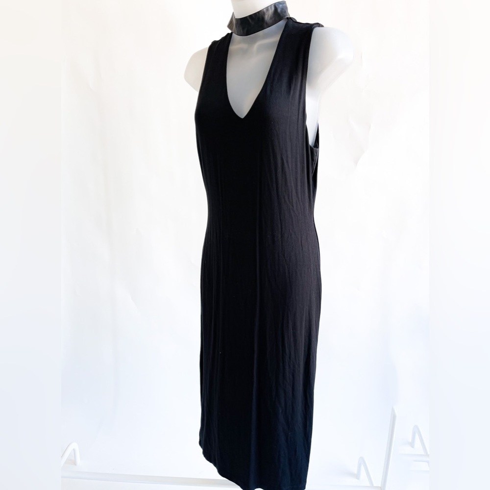 Black Faux Leather Neckline